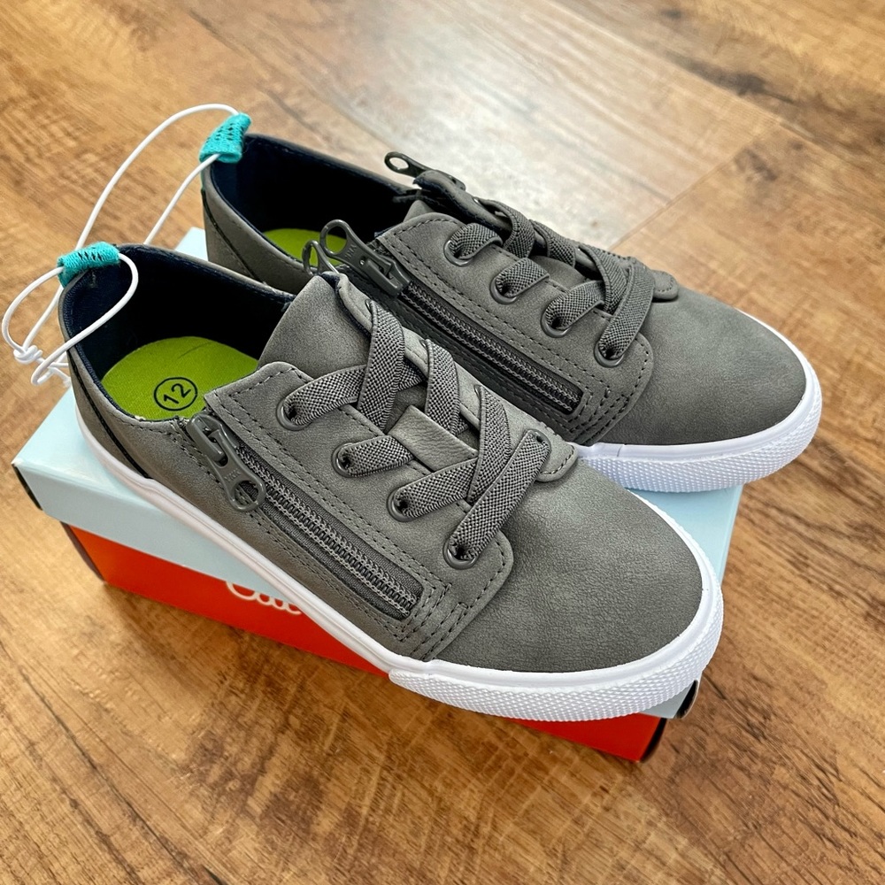NIB Cat & Jack Luka Zip-Up Grey Shoes Toddler Sz 12